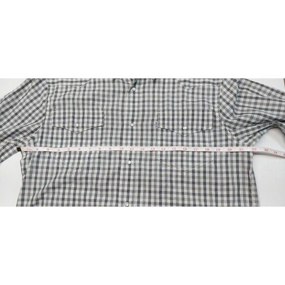Levi Strauss Mens Large Gray Plaid Pearl Snap Button Shirt Western Cowboy Comfy - Picture 9 of 14